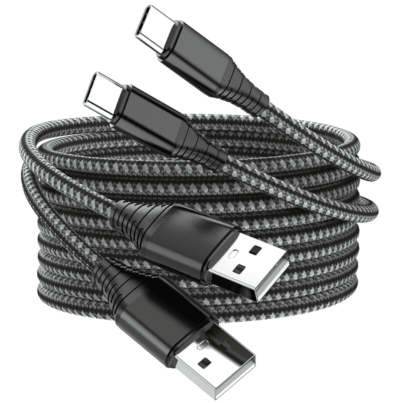 Quyaojz 2 - Pack 10FT USB A to USB - C Premium Nylon - Braided 3A Fast - Charging Cable - Compatible with Samsung Galaxy S8 - S21, Note 8 - 20, LG V40 - V50, G8 (Black)
