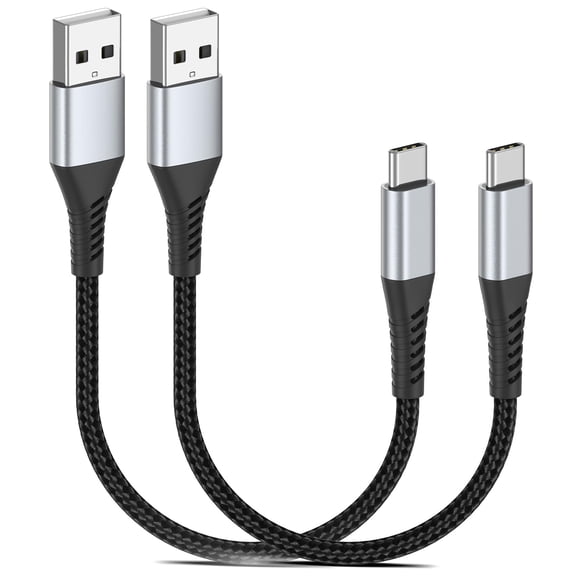 Quyaojz 2 - Pack 20CM Nylon Braided USB A to USB C 3A Fast - Charging Cable - for Samsung, Pixel & PS5