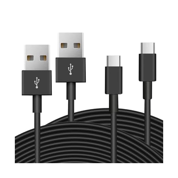 Quyaojz 2 Pack 3M Long USB C Cable, Durable USB A to USB C Charging and Data Sync Cord, Power Extension Cable for Any TYPE C Enabled Security Cameras Phones Tablets Switch Pro Controller and More()