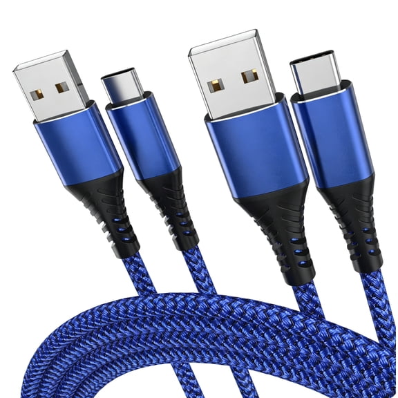 Quyaojz 2 - Pack 3M USB - C Fast - Charging Cable - Compatible with Samsung Galaxy S8 - S10, Note 8 - 9, Huawei P10 - P30, Mate20, OnePlus (Blue)