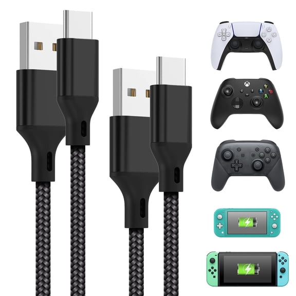 Quyaojz 2 - Pack 3m (10FT) Nylon - Braided Type - C Charging & Data Sync Cable - for Xbox Series S/X Controller, PS5 Controller, N - Switch/Lite/Pro Controller, Phone, Tablet, USB - C Devices