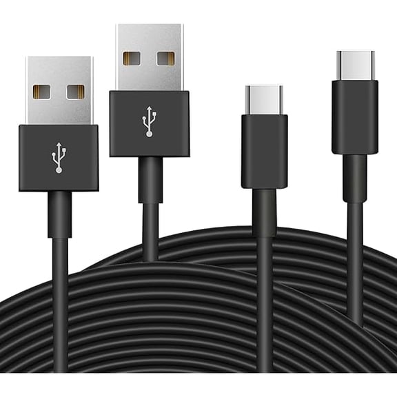 Quyaojz 2 Pack 5M Long USB C Cable, Durable USB A to USB C Charging and Data Sync Cord, Power Extension Cable for Any USB-C Enabled Security Cameras Phones Tablets Switch Pro Controller and More()
