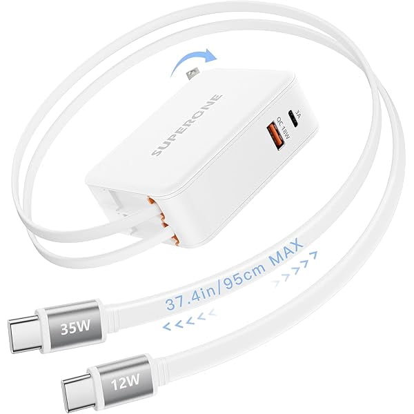 Quyaojz for 【2026 Upgrade】 4 in 1 Retractable Wall Charger Plug with Dual USB C Cables 3.3FT (Longest Retractable), 35W Fast Charging Retractable Phone Charger Compatible With iPhone 17/16/15
