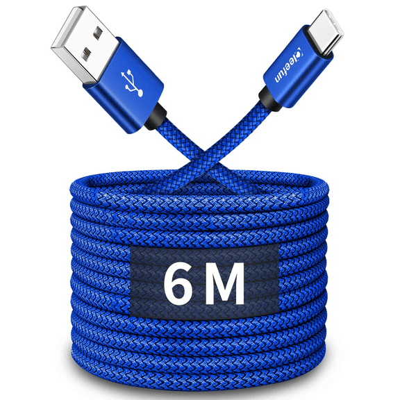 Quyaojz 20ft (6m) USB - A to USB - C Extra - Long Fast - Charging Cable - Durable Braided - for iPhone, Samsung, PS5 + Extended Reach + Compatible with iPhone 15 - 17 (Plus, Air), Samsung S10 - S25