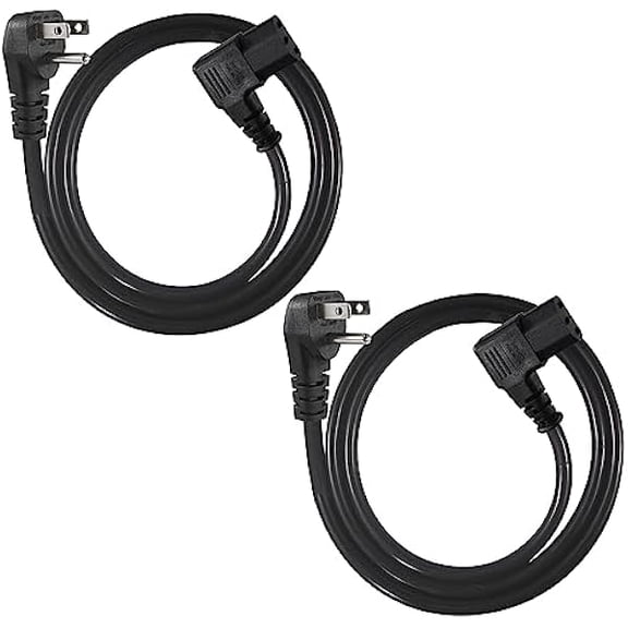 Quyaojz [2PACK] 90 Degree Computer Power Cord - 3FT Flat Low Profile Angled NEMA 5-15 Plug to IEC C13 Power Cord,Universal PC Power Supply Cord, 16AWG, Black C13 3 Prong Angled AC Power Cord for PC