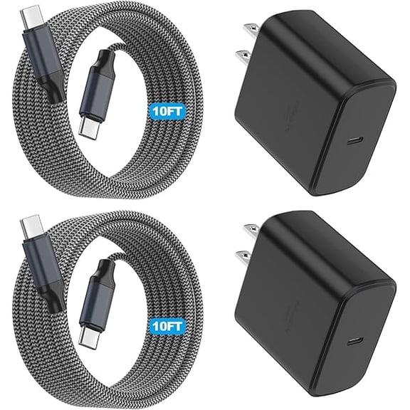 Quyaojz for 2Pack 45W Samsung Super Fast Charger Type C,10FT Type C Charging Cord with USB C Samsung Charger 10Foot USB C-C Cable Compatible With Sam sung Galaxy /S24+/S22/S21/S20,iPhone17 /16, Max,