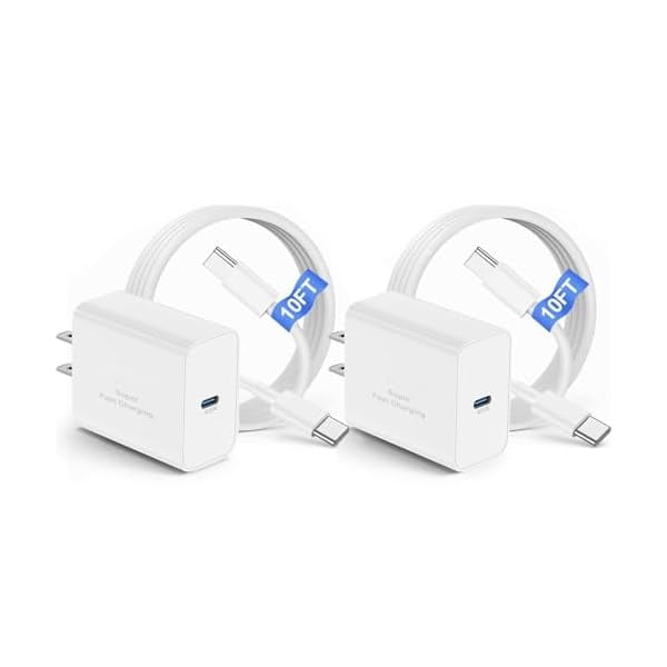 Quyaojz for 2Pack 45W iPhone 17 16 15 Charger Fast Charging,USB C Super Fast Charger Block and Long Type C to C Cable Cord 10ft Compatible With Apple iPhone 17 Pro Max/17 Air/15 Plus16/iPad Plug Cube