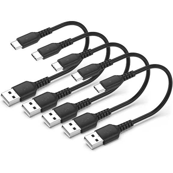 Quyaojz 30cm USB to USB C Cable Short, 5 Pack 3A Fast Charging USB C Charger Cable, Handy USB Type C Data Transfer Cord For Samsung Galaxy, Hawei mate 70/60/50/60/40, Xiaomi, Google, Oneplus - Black