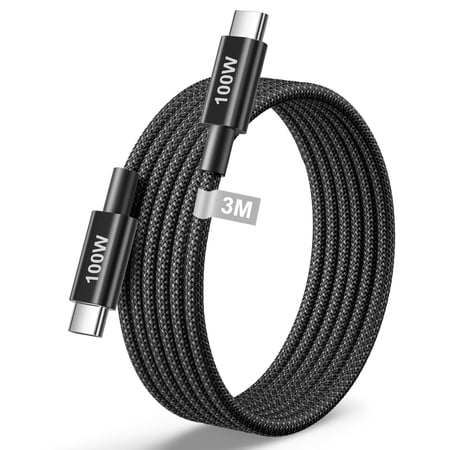 Quyaojz 3M 100W 5A USB C to USB C Nylon - Braided Fast - Charging Cable - for iPhone 17 - 15 Pro Max, MacBook, iPad Air, Samsung S25 - S24 Ultra, Google Pixel