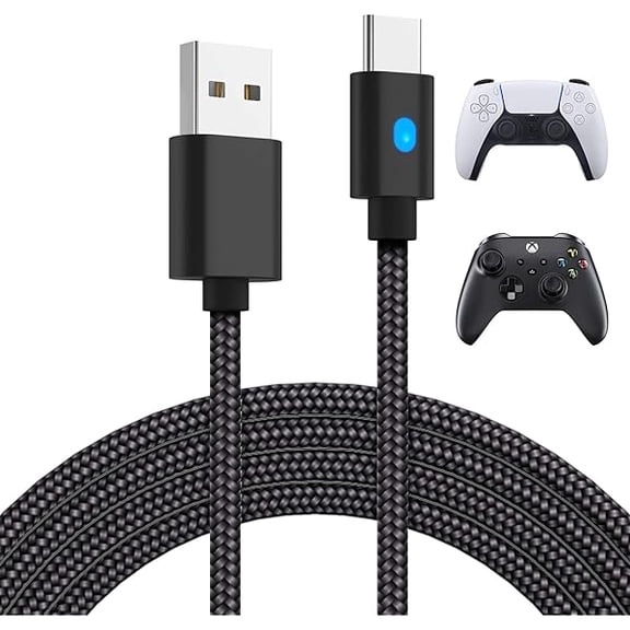 Quyaojz 3m USB C Fast Charging Cable Cord Wire for Home & Car Compatible with Xbox Series X S/Switch Pro Controller,Long Braided Charger Lead with Indicator for Nintendo Switch,and Type-C Devices