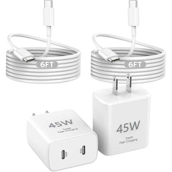 Quyaojz for 45W Apple USB C Charger Fast Charging Compatible With iPhone 17/16/15, 2Pack 6FT USB C to C Cable Cord Quick iPhone Charger Block Compatible With Apple 17/17 Pro/Air/16/16 Plus/1515/iPad