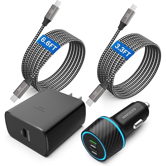 Quyaojz 45W USB-C Charger, 2-Pack 45 Watt Super Fast Charger Type C PPS Wall/Car Charger for Samsung Galaxy S26 Ultra/S26+/S25 Ultra/S24+/S23/S22 Ultra/Note 10+, Tab S9 (6.6FT+3.3FT 5A Type C Cable)
