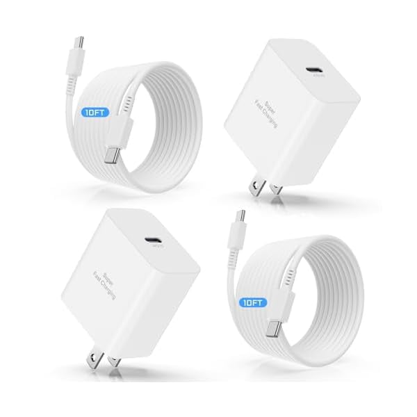 Quyaojz for 45W USB C Super Fast Charger and 10ft Type C to C Charging Cable Cord Long, USB C Wall Charger Block Adapter Plug Compatible With Samsung Galaxy /S24 S23+/S22 /S21/S20/Note20/iPhone
