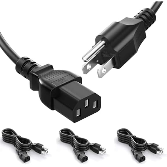 Quyaojz 4ft 10A 125V 18AWG Desktop and Monitor Power Cable, C13 3 Prong AC Cord Replacement for PC, Networking Devices, Printer, Computer Electronics, Server, 3 Pack