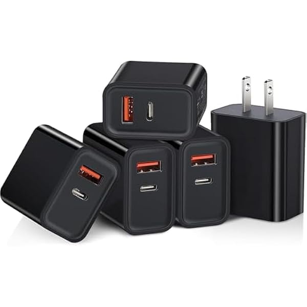 Quyaojz for 5 Pack USB C Wall Charger Block Dual Port PD Power Delivery Fast Type C Charging Block USB C Adapter Plug Box Brick Compatible With iPhone 15 Pro Max, Google Pixel 6 5, Samsung Galaxy ()