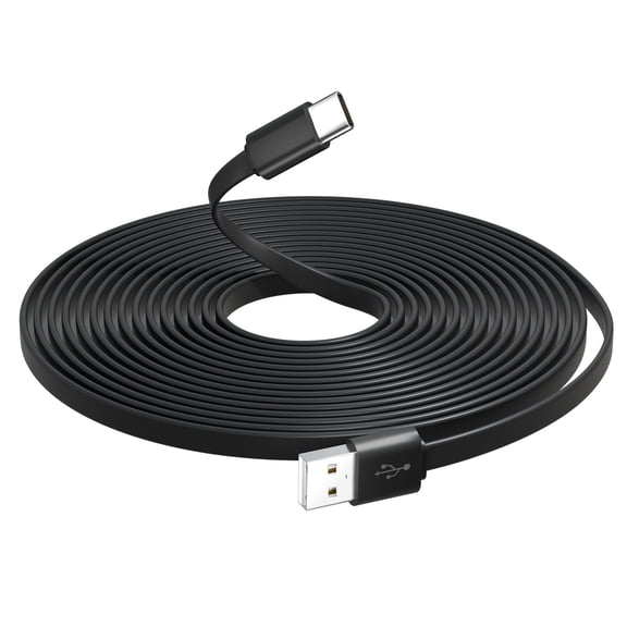 Quyaojz 5M (16.4FT) Flat USB A to USB C Charging & Data - Transfer Cable - for Home Security Cameras, Phones, Tablets, Gaming Controllers & More USB - C Devices - Black