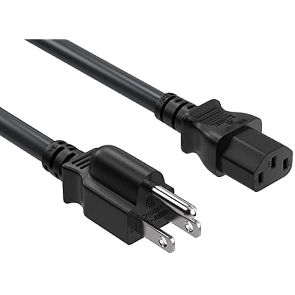 Quyaojz 5ft 14AWG Computer Power Cord, NEMA 5-15P to IEC C13 AC Power Cable, Heavy Duty 3-Prong Replacement Power Cord for PC, Monitor, Printer, Server & TV - Black