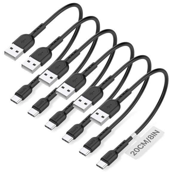 "Quyaojz 6 - Pack 8 - Inch USB A to USB C Short Fast - Charging Cable - Compatible with iPhone, Galaxy, iPad, Laptop, Charging Station, Power Bank - Black "