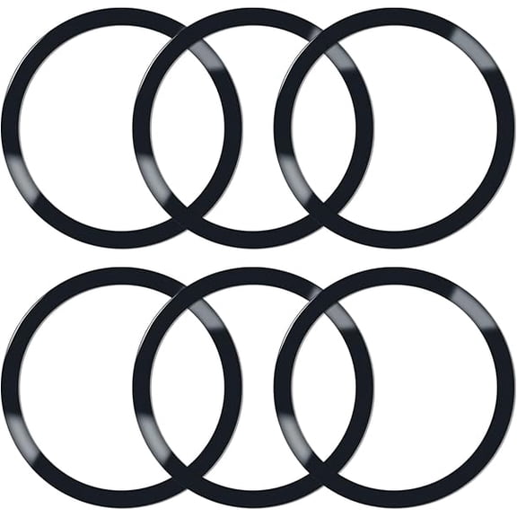 Quyaojz 6 Pcs Universal Metal Rings Compatible with Magsafe Sticker, Magnetic Adapter Ring for Phone Cases & Wireless Charging Compatible for iPhone /13/12, Galaxy /Kindle, Black