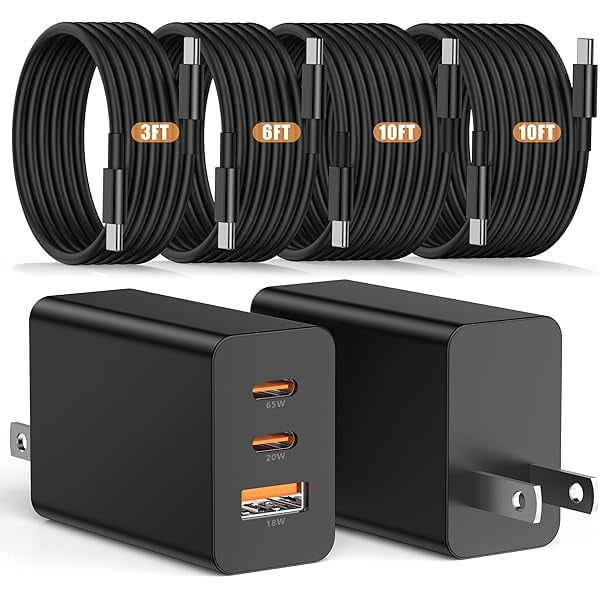Quyaojz for 65W USB C Wall Charger Compatible With Samsung S26 /24/23,3 Port 100W PD Quick 3.0 Type C Charging with 3/6/10/10FT USB C Cable Compatible With Samsung Galaxy S26+//S24/S23 S22/S21/S20/
