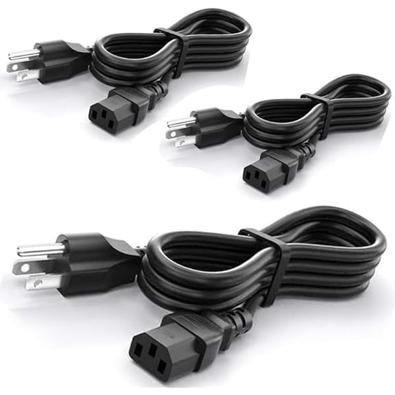 Quyaojz 6ft 10A 125V Power Cable for Server Racks, Smart TVs, Docking Stations, Workstation, Desktop AC Cord, 3 Prong Computer Power Cord Replacement, 3 Pack