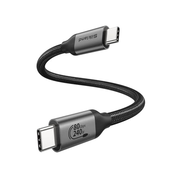Quyaojz 80Gbps USB4 Cable for Thunderbolt 5 Cable 0.3M, 120Gbps Bandwidth for 16K/Dual 8K, 4K@540Hz, 240W USB C to USB C, Compatible Thunderbolt 4/5, SSD, MacBook Pro, Dock