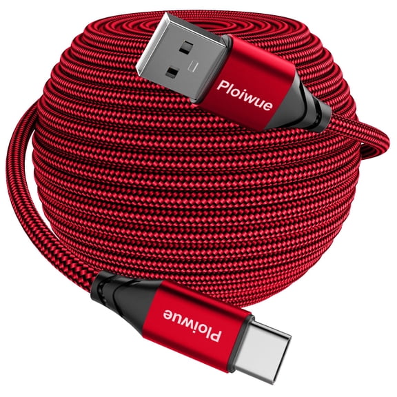 Quyaojz 8M Extra Long Braided USB C Charging Cable - for PS5, Xbox, Switch Pro Controllers, Samsung Galaxy S20 - S9, Huawei - Red
