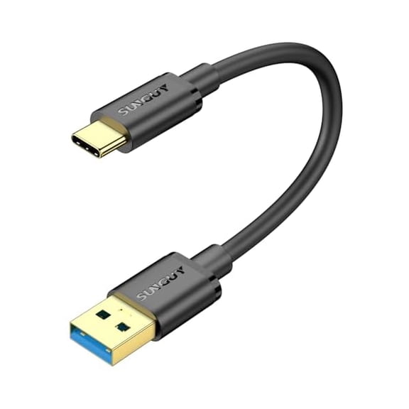 Quyaojz Android Auto USB C Cable 4 inch, USB 3.1 Gen 2 Short USB A to USB C 10Gbps Data Transfer Cable, 60W Fast Charging Compatible with Galaxy S22 S21, iPad Pro, Pixel, External SSD, WD