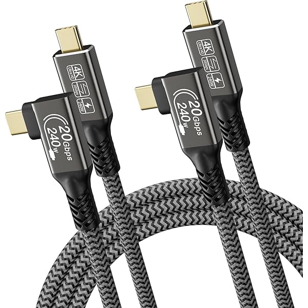 Quyaojz Cable usb c to usb c 1m,[2-Pack 1m] USB 3.2 Gen2 data transfer cable type c,20 Gbps 240w,4K@144Hz usb c video cable For iPhone 16 MacBook Pro,Samsung Galaxy 24,right angle usb c cable