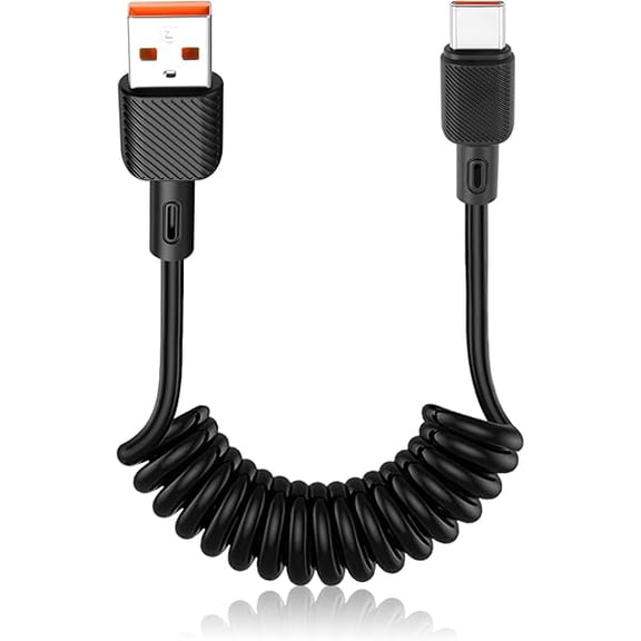 Quyaojz Coiled USB A to USB C Cable for Android Auto, Apple , iPhone 16 Car Charger, Samsung Charger, 3A 15W Fast Charging, 0.3-1.2m, Car Adapter USB C, iPhone 15 /iPad/
