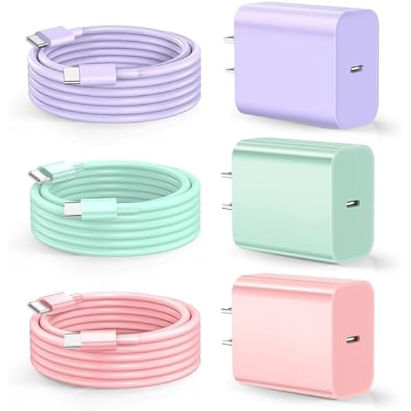 Quyaojz for Compatible with iPhone 17/16/15 Charge Fast Charging, 20W USB C Wall Charger with 3Pack 10FT USB C Cable, Type C Fast Charger Compatible with Phone/Android/Phone/Samsumg/Pad