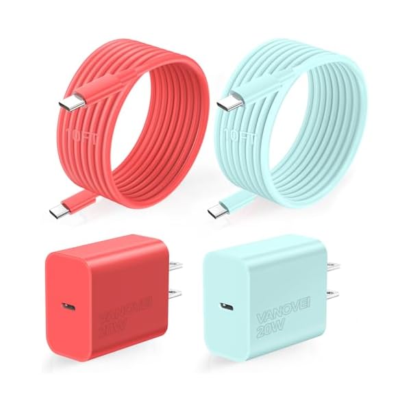 Quyaojz for Compatible with iPhone 17 16 15 Charger Fast Charging,USB C Fast Wall Charger Block,Type C Fast Charger Block with 2Pack 10ft USB C to C Cable Compatible with iPhone 17/16/15/Pro/Pro max/