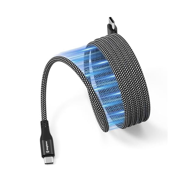 Quyaojz Magnetic USB C Cable, Coiled USB C to USB C Cable 60W(3A), 1.5M Retractable USBC Cord, Nylon Braided Type C Fast Charging Cables Compatible with iPhone 15,for Samsung,Pad,USB C Device