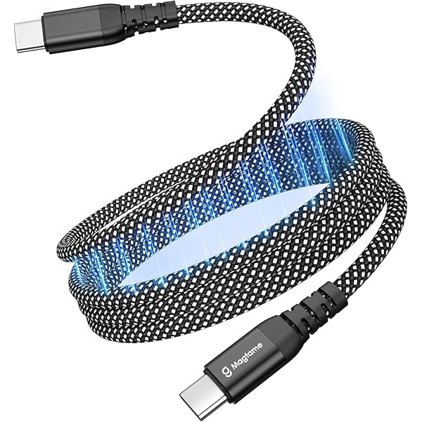 Quyaojz Magnetic USB C Cable, Elastic Coiled C to C Leads 60W(3A), 1M/3.3FT Retractable USBC Cord, Nylon Braided Type C Fast Charging Cables Compatible with iPhone 16,for Samsung