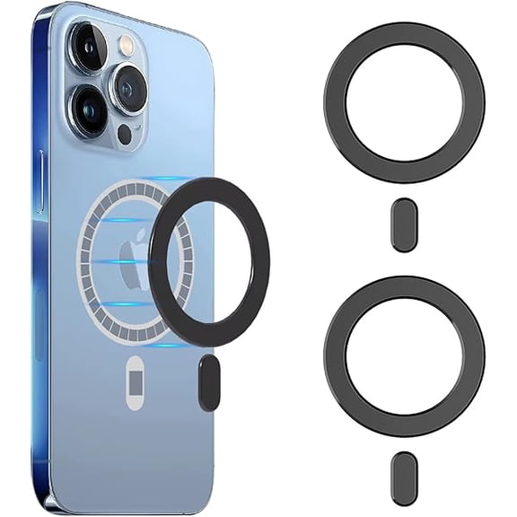 Quyaojz Metal Ring Compatible with MagSafe Designed for iPhone 12~17, Magnetic Magnet Adapter Sticker Rings, Magnets 2P