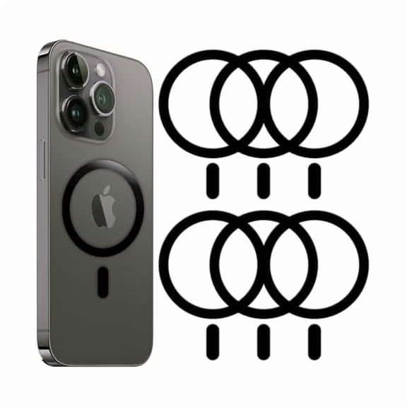 Quyaojz Metal Ring Compatible with MagSafe Sticker Designed for iPhone 12~17, Circle Magnetic Magnet Adapter Rings for Phone Case (Pitch Black)