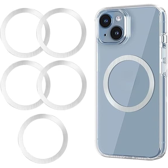 Quyaojz Metal Rings Compatible with Magsafe Sticker -5 Pack Magnetic Ring for Phone Cases & Wireless Charging Compatible with iPhone 16/16e/, Galaxy and More