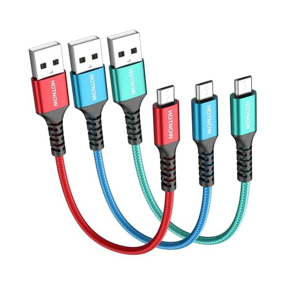 Quyaojz Micro USB Cable 0.3m 3Pack,Short 30cm Android Charger Cable Nylon Braided Fast Charging Cord for Samsung Galaxy S7 S6 S7 Edge S5,Power Bank