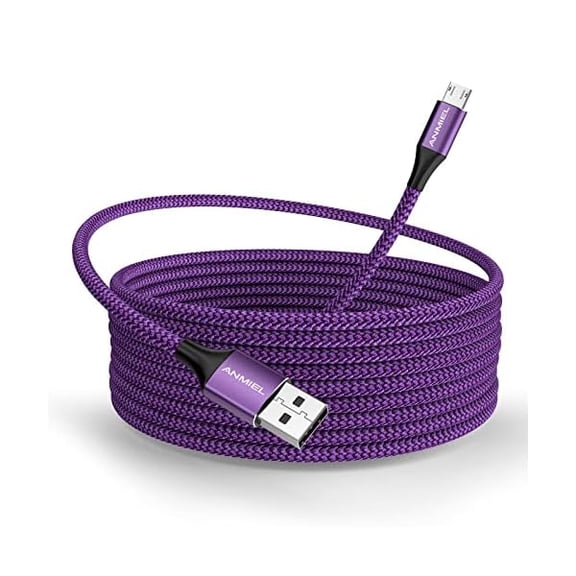 Quyaojz Micro USB Cable 3M Android Charger Cord Long Nylon Braided Sync and Fast Charging Cables Compatible with Samsung Galaxy S6 S7 Edge, Android & Windows Smartphones and More- Purple