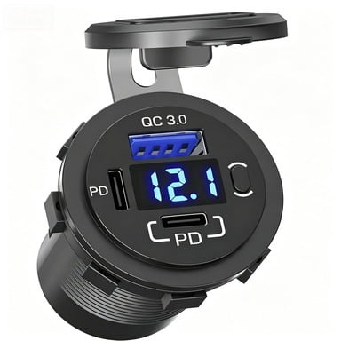 Quyaojz PD 30W USB C Port and Dual Quick Charge 3.0 Port 12V USB Outlet with Power Switch, 78W Multiport Car Charger Socket Waterproof DIY Accessories for Car Boat Marine Motorcycle RV ATV Golf Cart