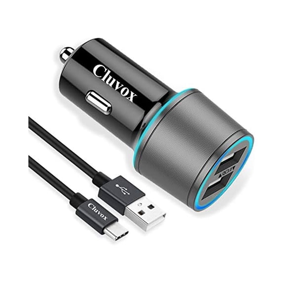 Quyaojz Rapid USB C Car Charger, Compatible for Samsung Galaxy S26/S25 Plus//S24//S21/Note 20/10/S20/S10+/S9/A56/A36/A50/A70, Quick Charge 3.0 Dual USB 18W Fast Car Charger+ Type C Cable 6.6ft