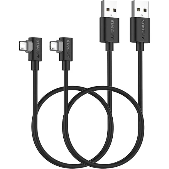 Quyaojz Reversible Right Angle Micro USB Cable 0.5M [2 Pack], 90 Degree Micro USB Cable Fast Charging USB 2.0 Data Sync Compatible for Galaxy S7 Edge S6 S5, Moto E6 5 4, PS4