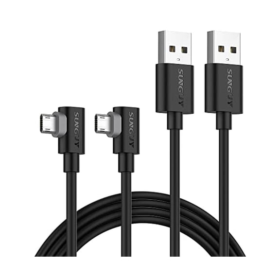 Quyaojz Reversible Right Angle Micro USB Cable 1.5M [2 Pack], 90 Degree Micro USB Cable Fast Charging USB 2.0 Data Sync Compatible for Galaxy S7 Edge S6 S5, Moto E6 5 4, PS4