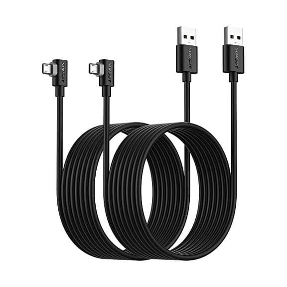 Quyaojz Reversible Right Angle Micro USB Cable 3M [2 Pack], 90 Degree Micro USB Cable Fast Charging USB 2.0 Data Sync Compatible for Galaxy S7 Edge S6 S5, Moto E6 5 4, PS4