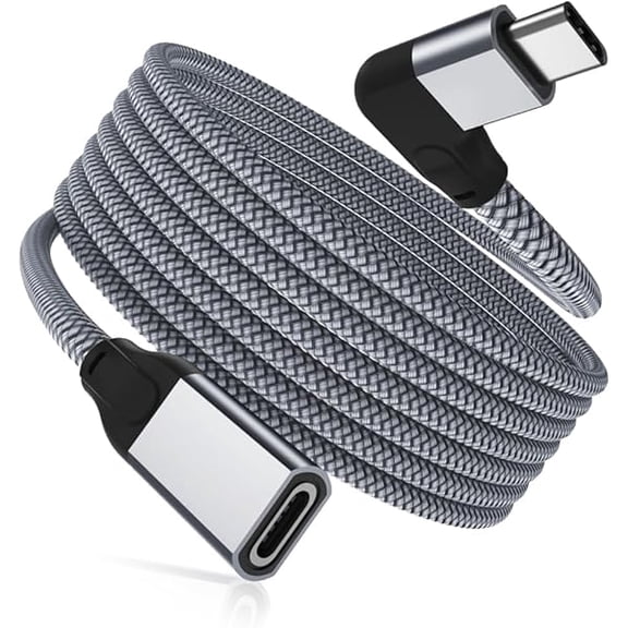 Quyaojz Right Angle USB C Extension Cable 2M,90 Degree Type C 3.1 3.2 Gen2 10Gbps Female to Male Extender Cord,4K 60Hz L-Shaped USBC Thunderbolt 3 for MagSafe Charger,Galaxy S26,iPhone ,iPad Air 5 4
