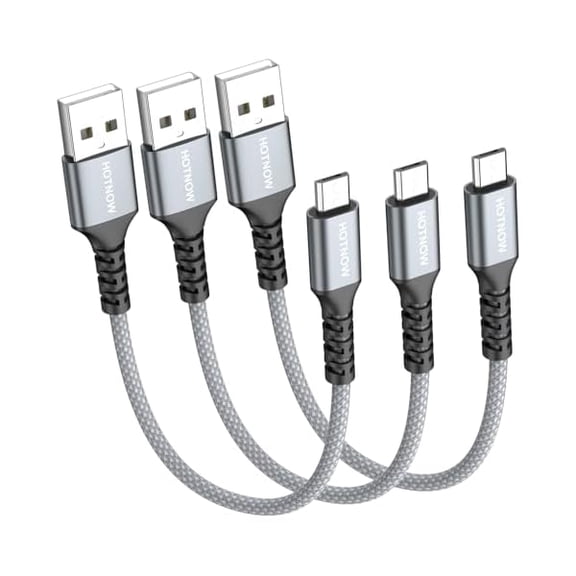 Quyaojz Short Micro USB Cable 0.3m 3 Pack, 30cm USB Micro Charger Cord for Galaxy S6 S7, PS4, MP3, Tablet and other Micro Devices