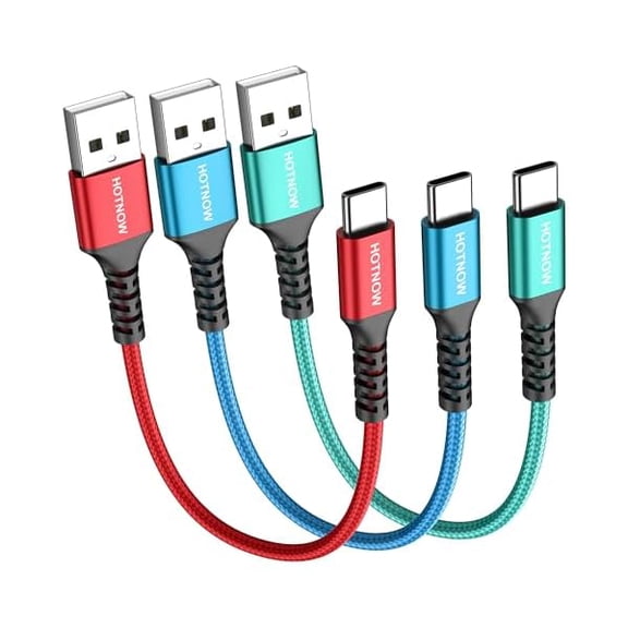 Quyaojz Short USB C Cable 0.3M 3Pack, USB to USB C Charger Cable 3A Fast Charging Nylon Braided Compatible with iPhone 16/15, Galaxy /S22/S21, P40/P30, Google Pixel, iPad Pro