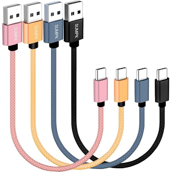 Quyaojz Short USB C Cable 20cm 4 Packs, 3A Fast Charging USB 2.0 Data Transfer to Type C Phone Charger Cord Nylon Braided Compatible with Samsung Galaxy S10 S9, Pixel 3, LG V30, Charging Station