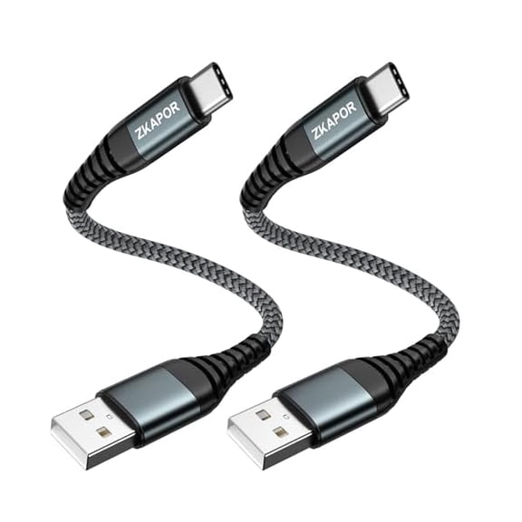 Quyaojz Short USB C Cable [2Pack 15CM] USB C Charger Cable Nylon Braided Type C Lead Fast Charging Compatible for iPhone 15/15 Samsung Galaxy S24 , Note 10, P40/P30, Google Pixel-Grey