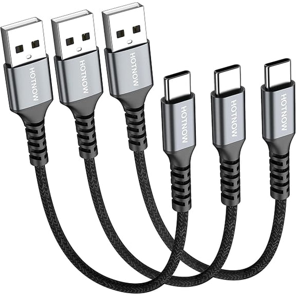 Quyaojz Short USB C Cable 30cm 3Pack, 3A Braided USB A to USB C Charger Cable for iPhone 16/15, Galaxy /S22/S21/S9, Note 10, Redmi Note 12/11, Google Pixel, MacBook Pro, Power Bank